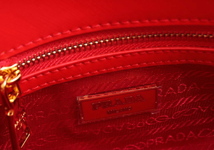 2014 Prada Shiny Saffiano Leather Two Handle Bag BL0838 red for sale - Click Image to Close